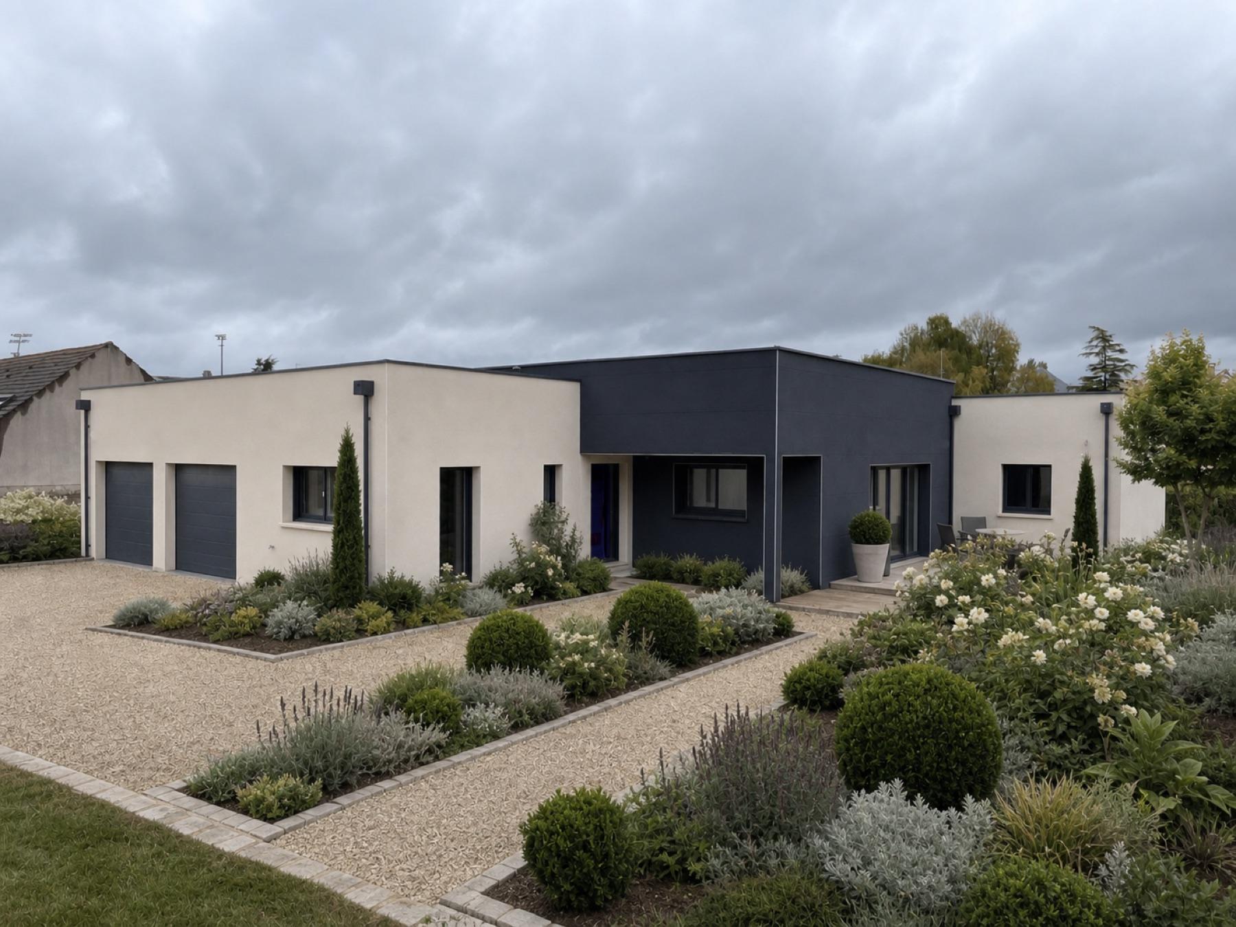Maison contemporaine de plain-pied aux volumes épurés