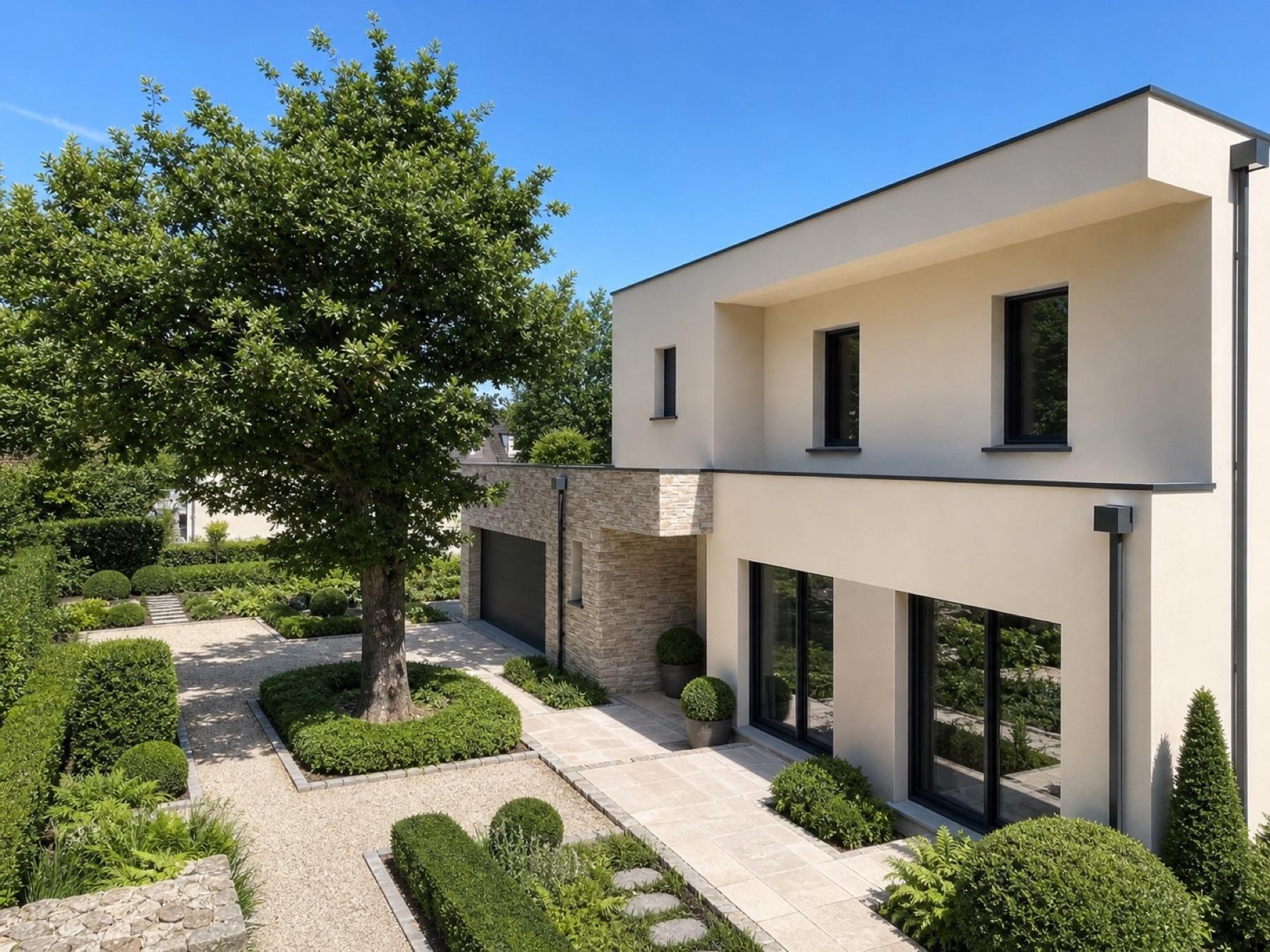 Maison contemporaine à étage aux lignes sobres