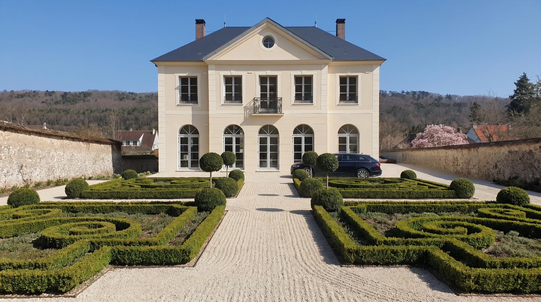 Demeure traditionnelle en pierre avec jardin à la française