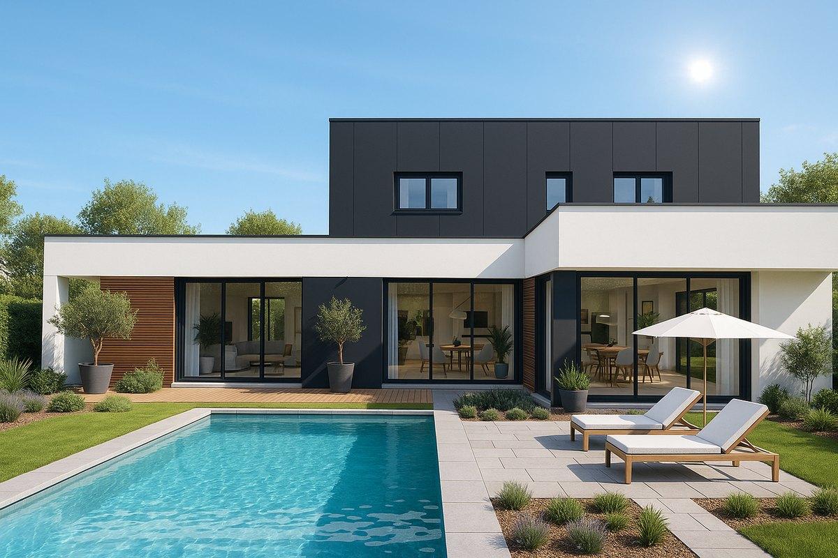 Maison contemporaine avec piscine signée Chênes Habitat